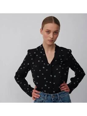 JUST Female Womens M Blue Daisy Jessie Lightweight Button Up Work Blouse NWT